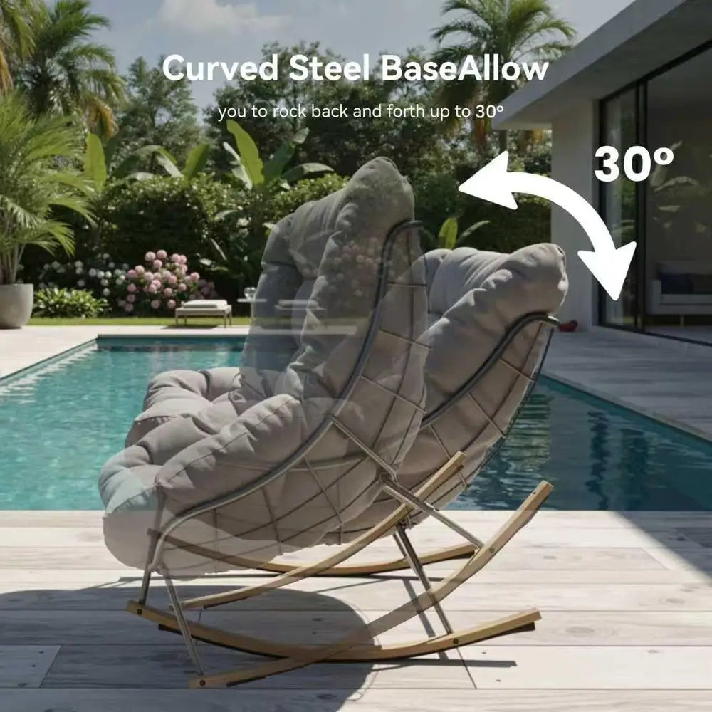 Outdoor Rocking Chairs Set, Two Papasan And Egg Chairs For Patio