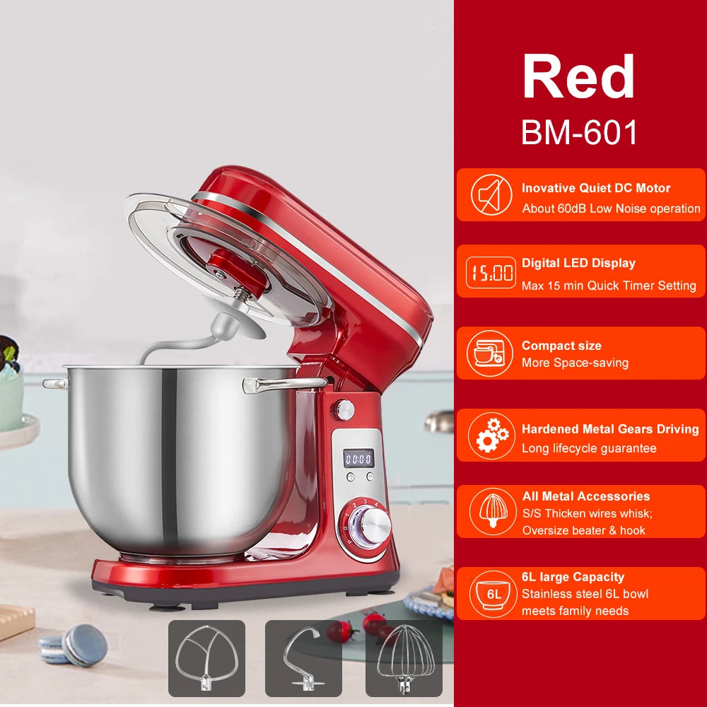Biolomix 6 Speed Stand Mixer With Blender And Accessory Kit