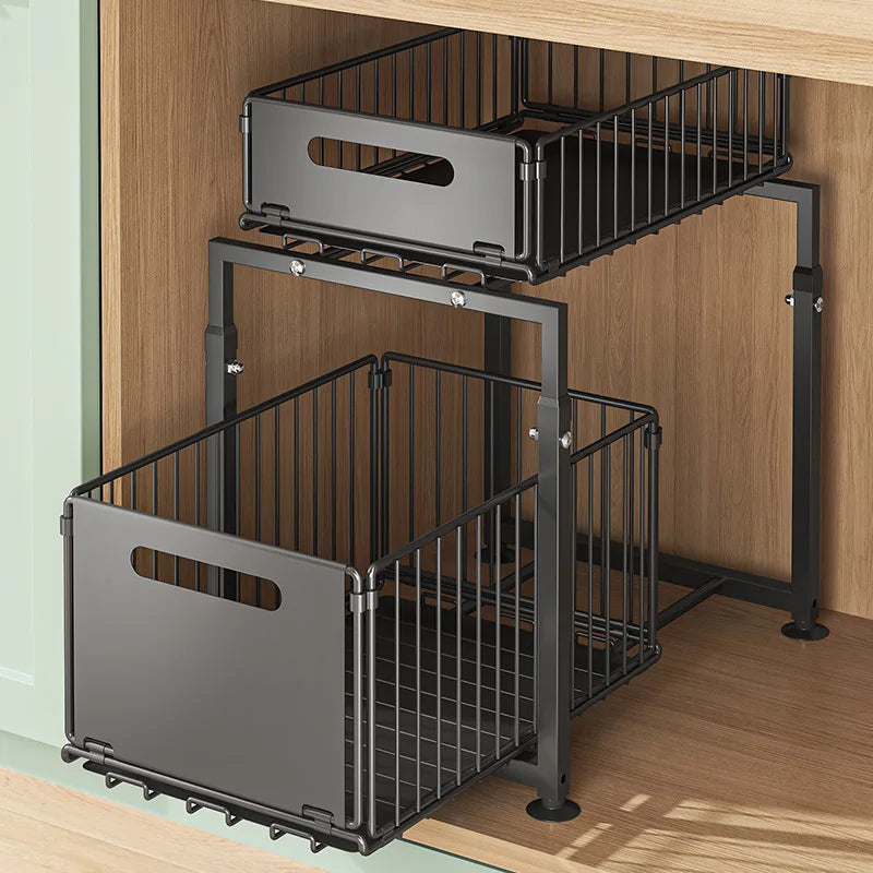 AEHOME 2 Tier Slide Out Cabinet Organizer Under Sink Storage