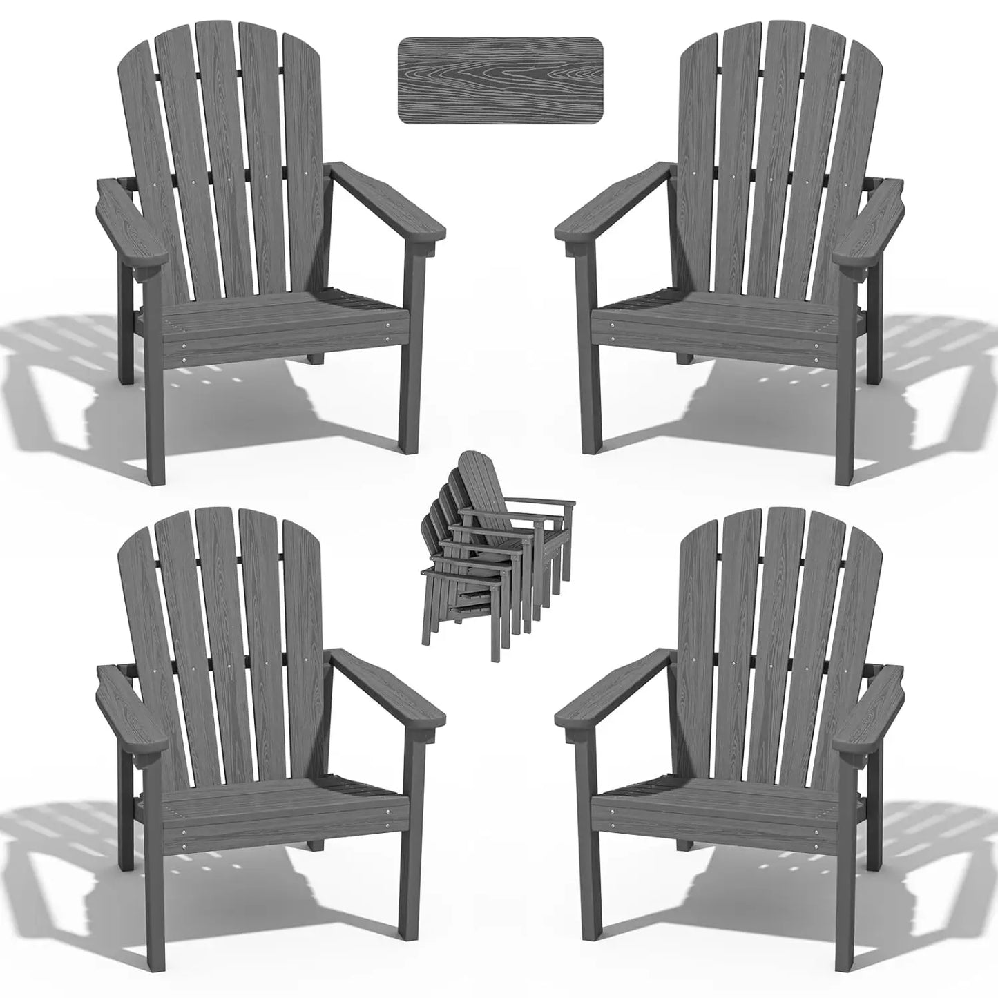 Outdoor Patio Stackable HDPE Adirondack Chairs Set of 4