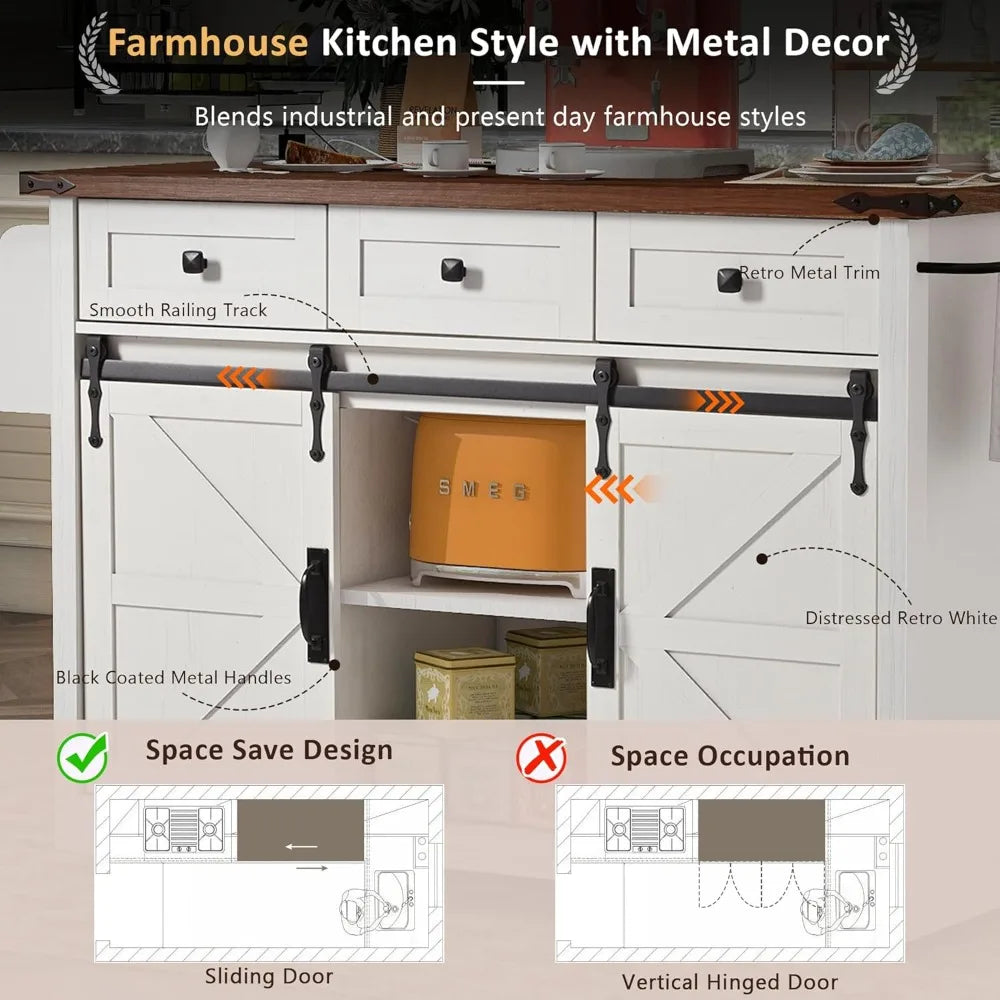 Farmhouse Kitchen Island On Wheels With Drop Leaf Outlet