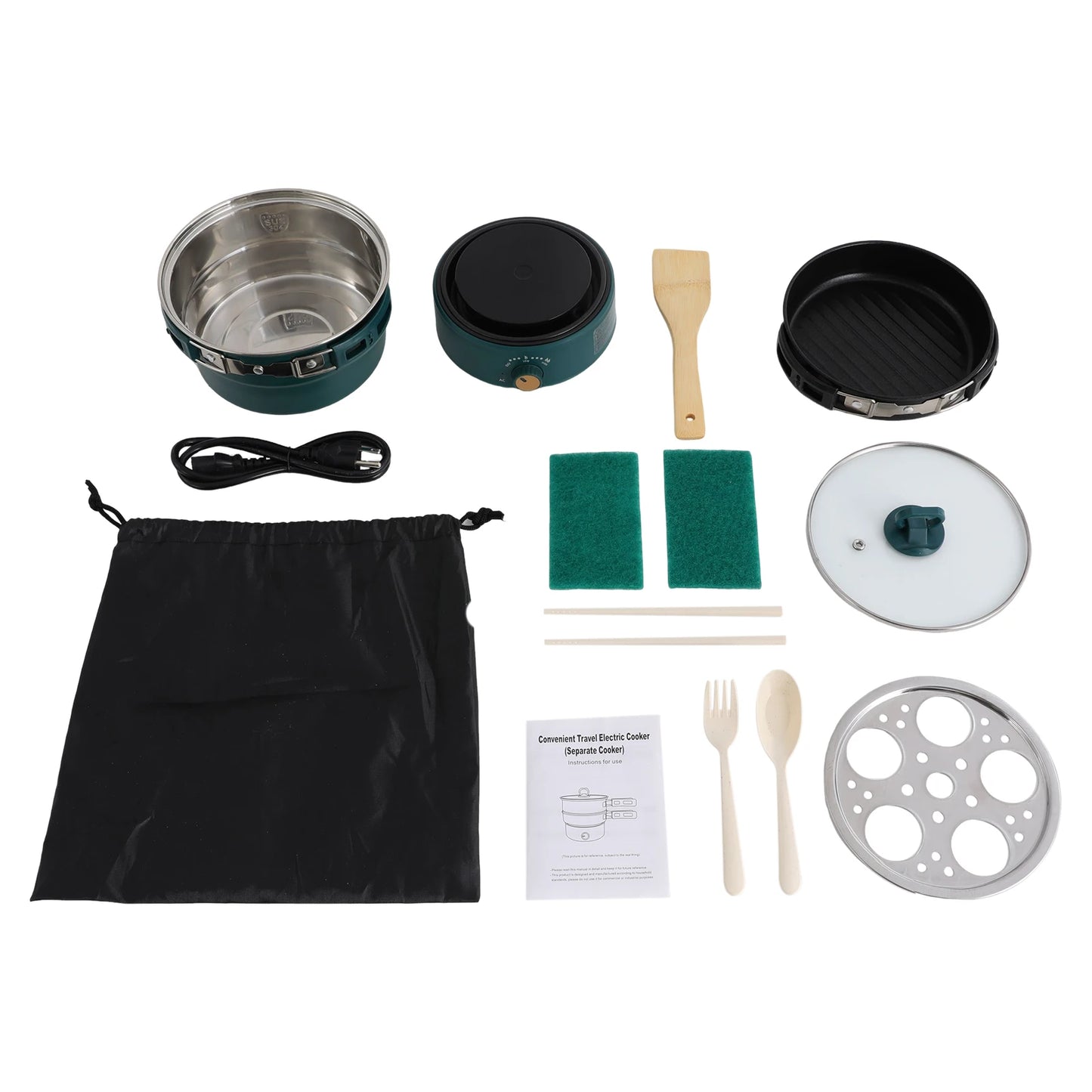 Bymaocar 110V Electric Hot Pot With Steamer Portable Travel Cooker