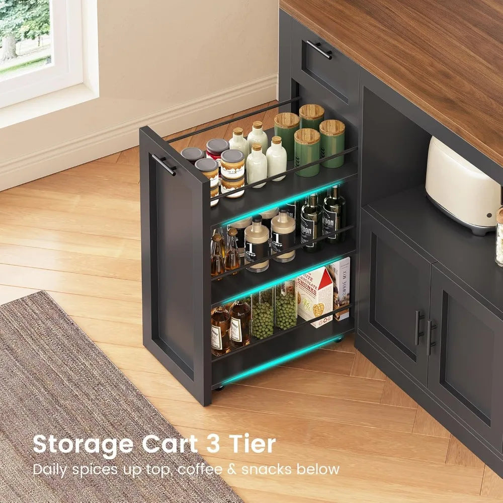 Pantry Cabinet With Charging Station And LED Light