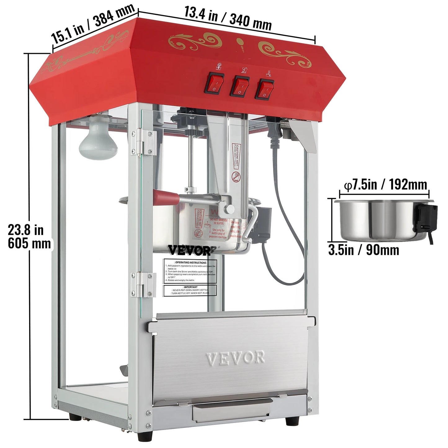 Succebuy Electric Popcorn Maker Commercial Popper Machine 304 Stainless