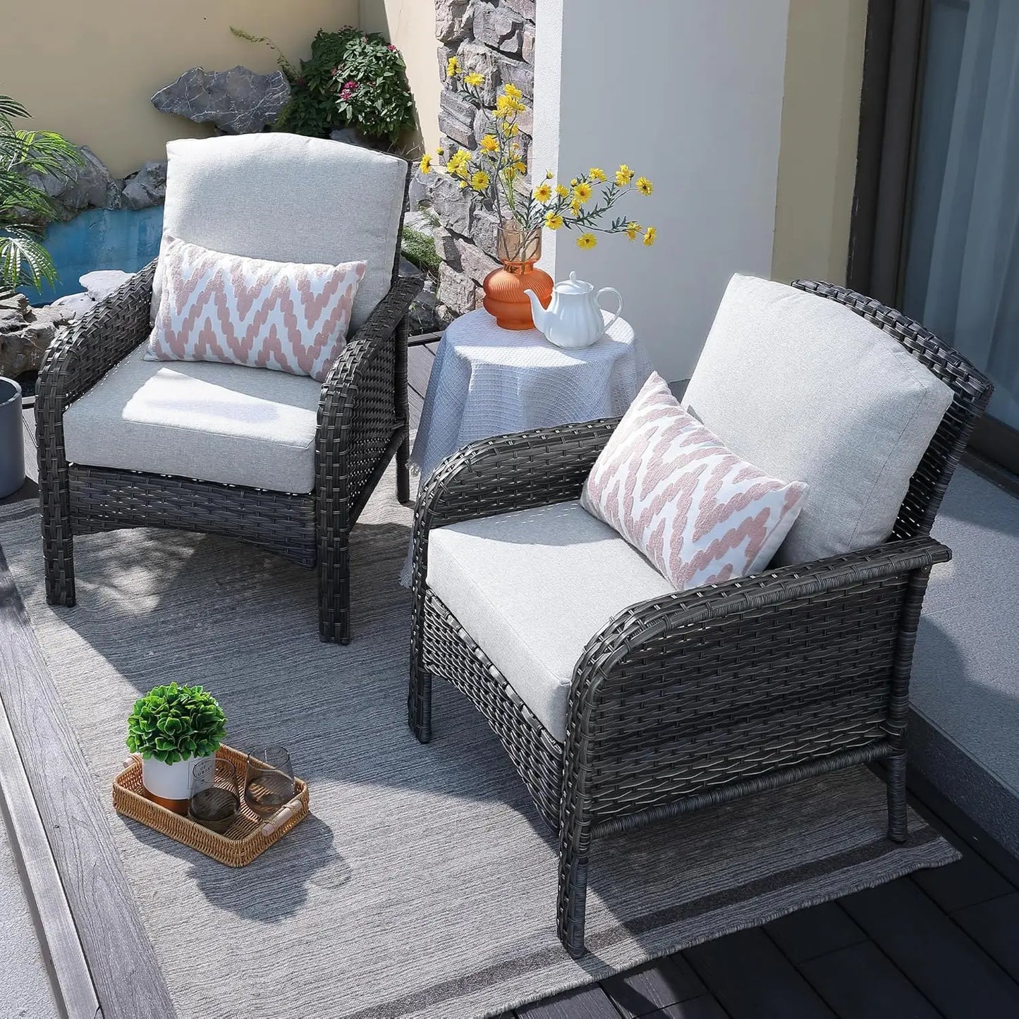 Guangbai Outdoor Wicker Patio Furniture Set With Sofa And Chairs