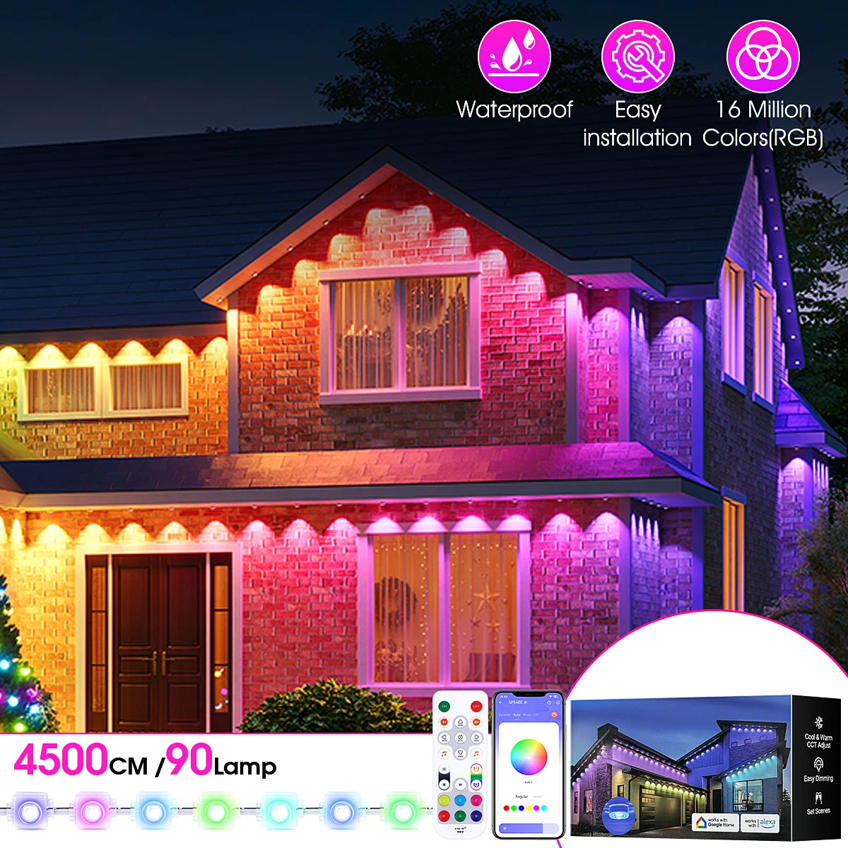 Aiopp Permanent Outdoor Lights RGBIC LED IP67 Waterproof