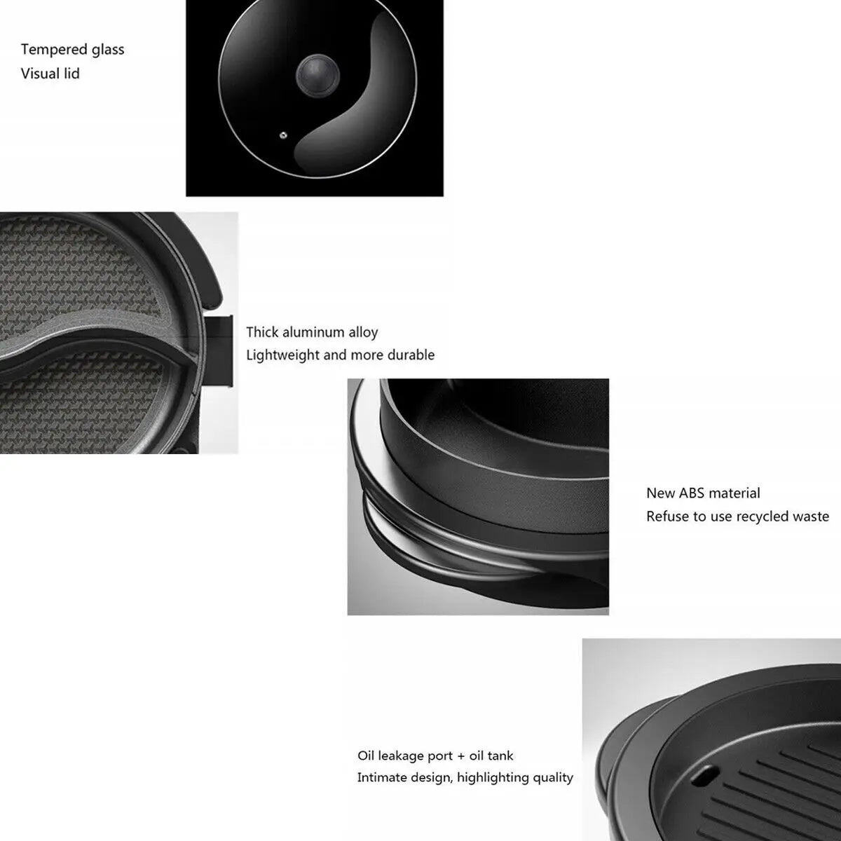 2 In 1 Portable Electric Hot Pot Grill Teppanyaki Pan