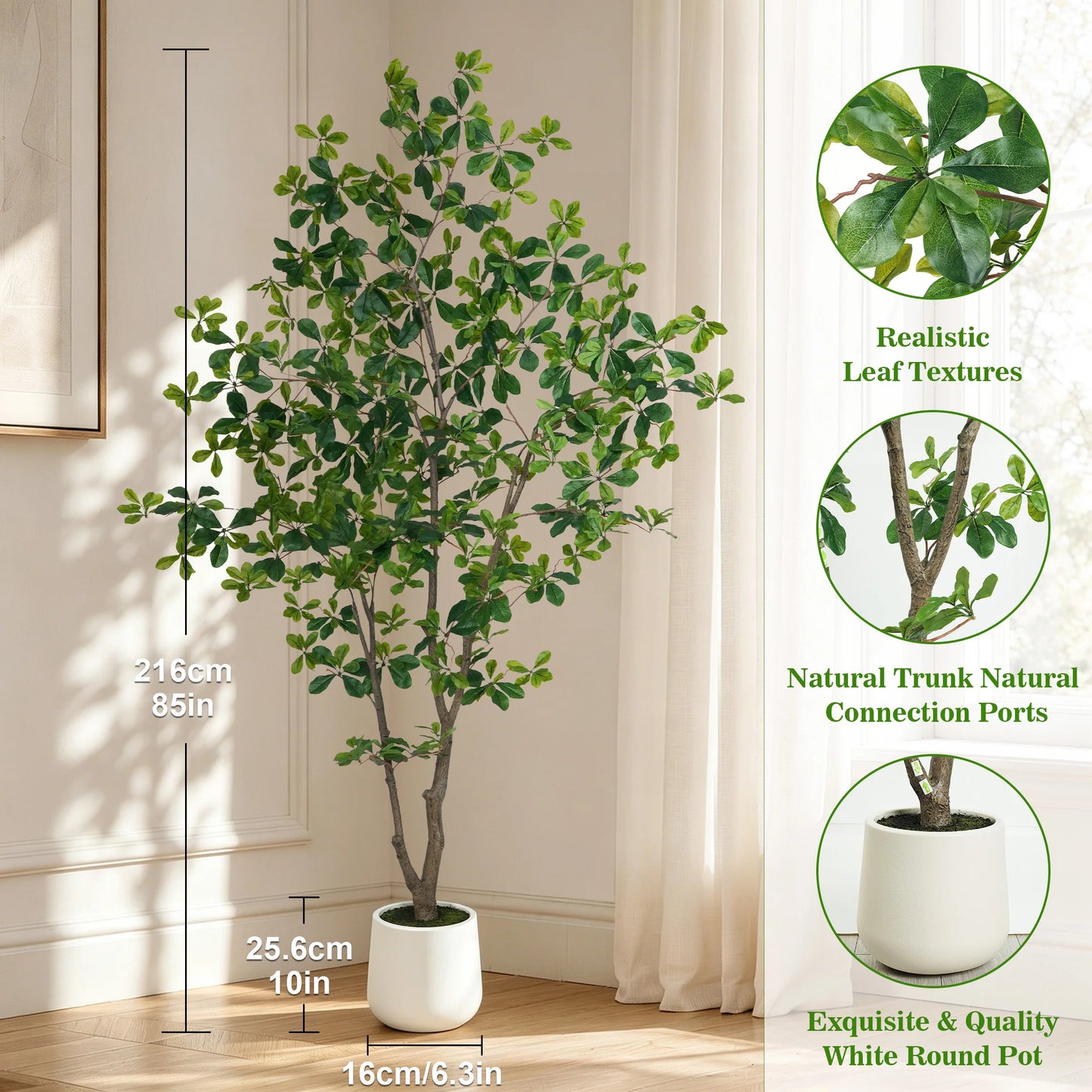 Faux Olive Tree In Round Pot For Indoor Home Decor