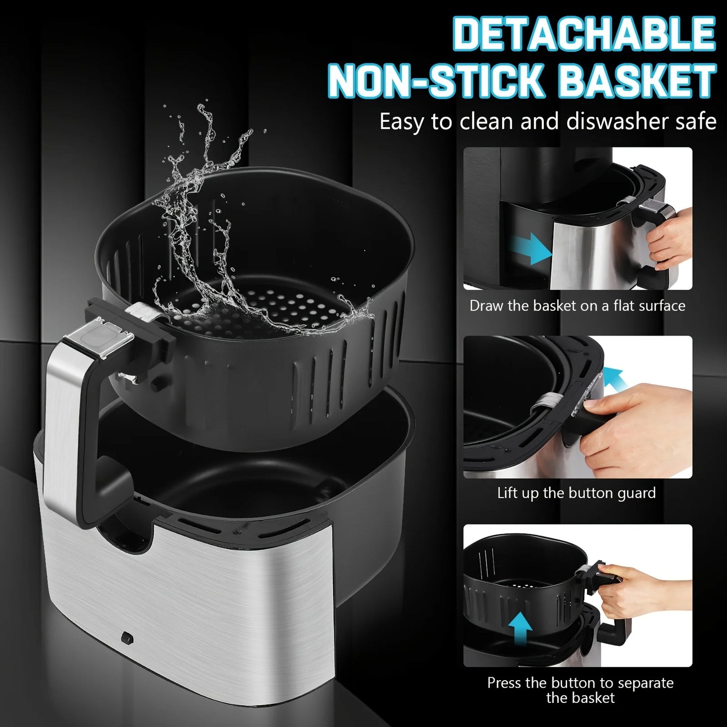 KitCook 1500W Air Fryer With Eight Presets And Digital Screen