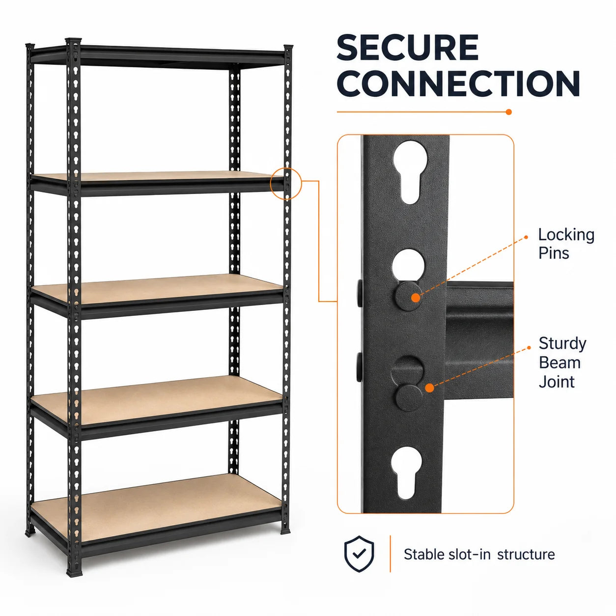 Five Tier Garage Shelving Unit Heavy Duty Steel Rack 2200 Lbs
