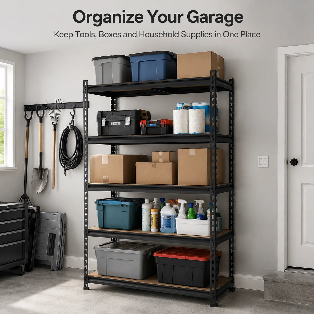 Heavy Duty 5-Tier Metal Storage Rack With Adjustable Shelving