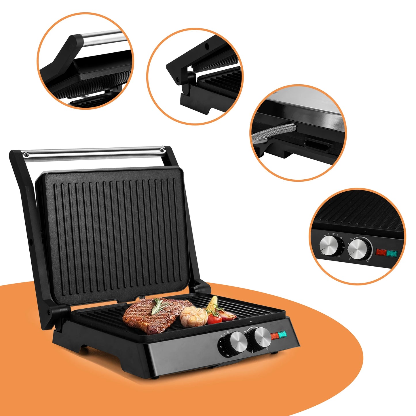 Suslas 1800W Electric Grill Panini Press With Nonstick Plates