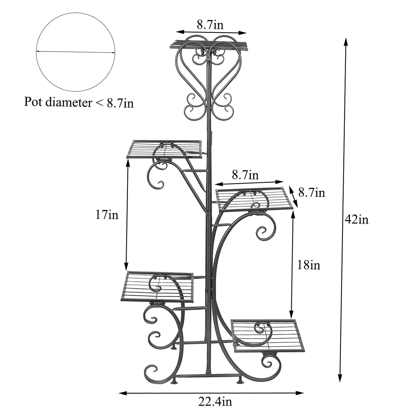 BINGOPAW 6 Tier Plant Stand Metal Indoor Outdoor Rack