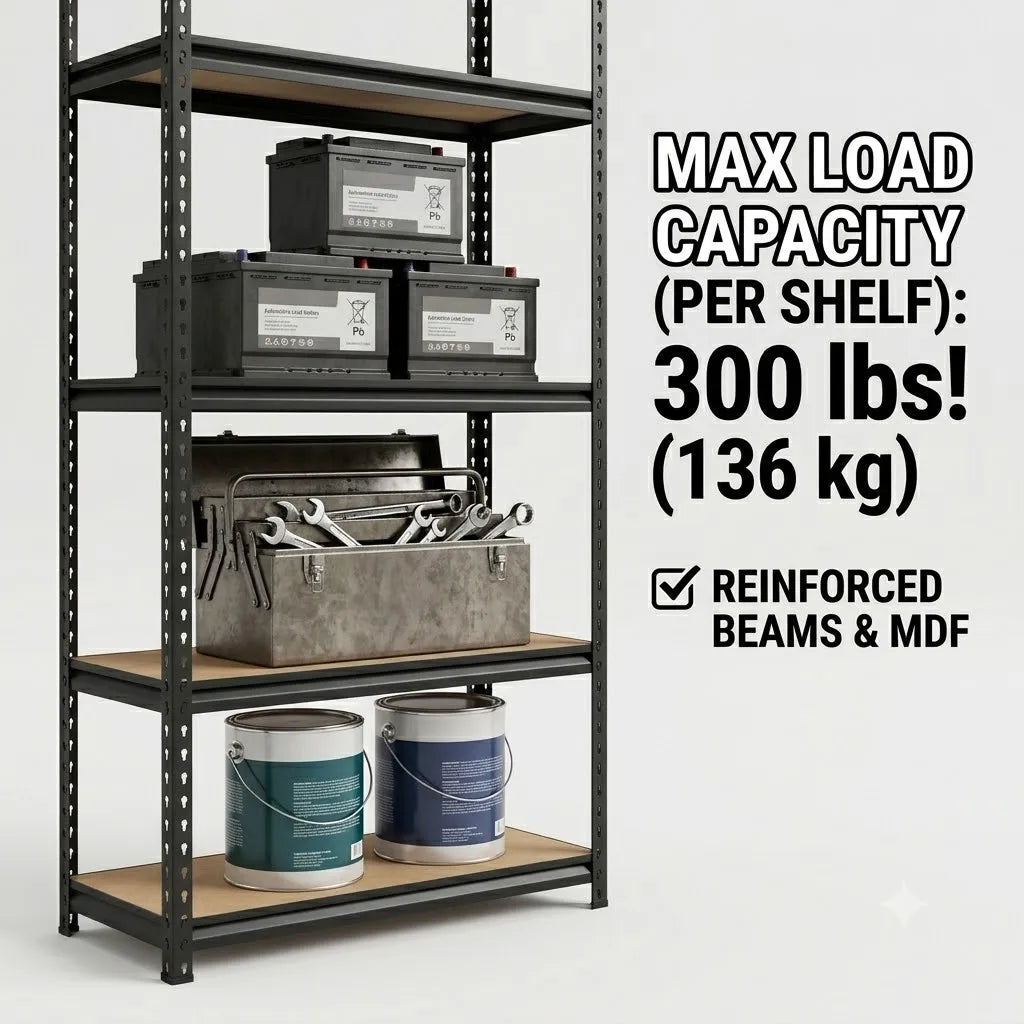 Five Tier Garage Shelving Unit Heavy Duty Steel Rack 2200 Lbs