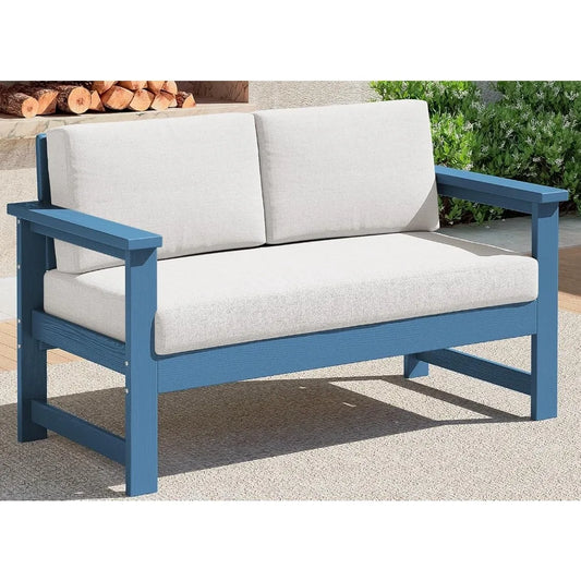 Frame All-Weather HDPE Outdoor Loveseat With Cushions