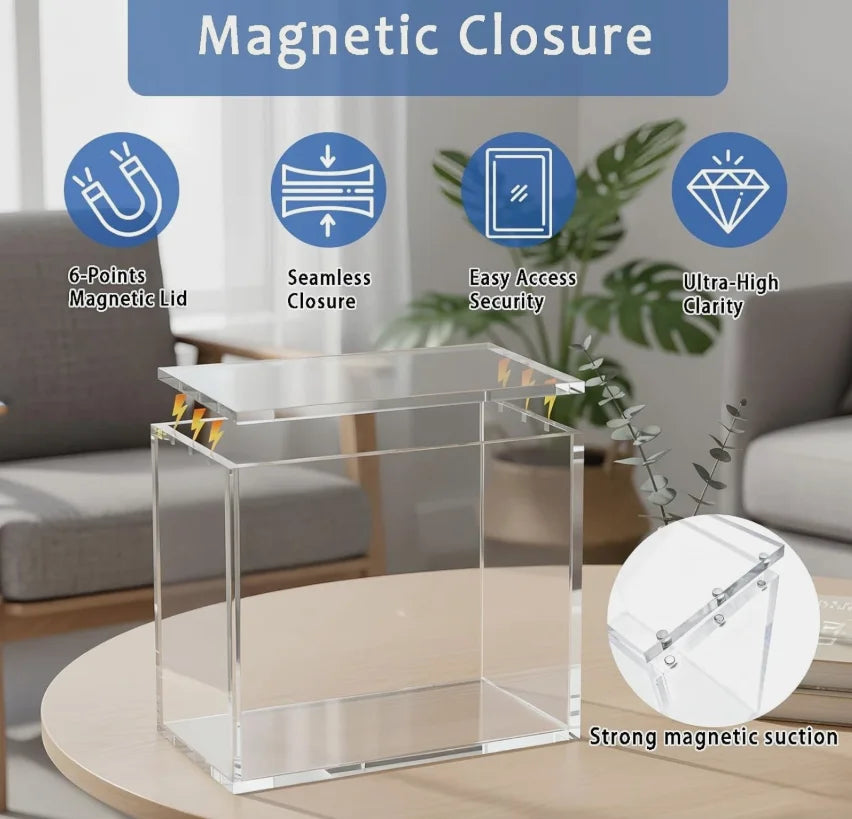 ETB Acrylic Clear Display Case With Magnetic Lid Dustproof Stackable