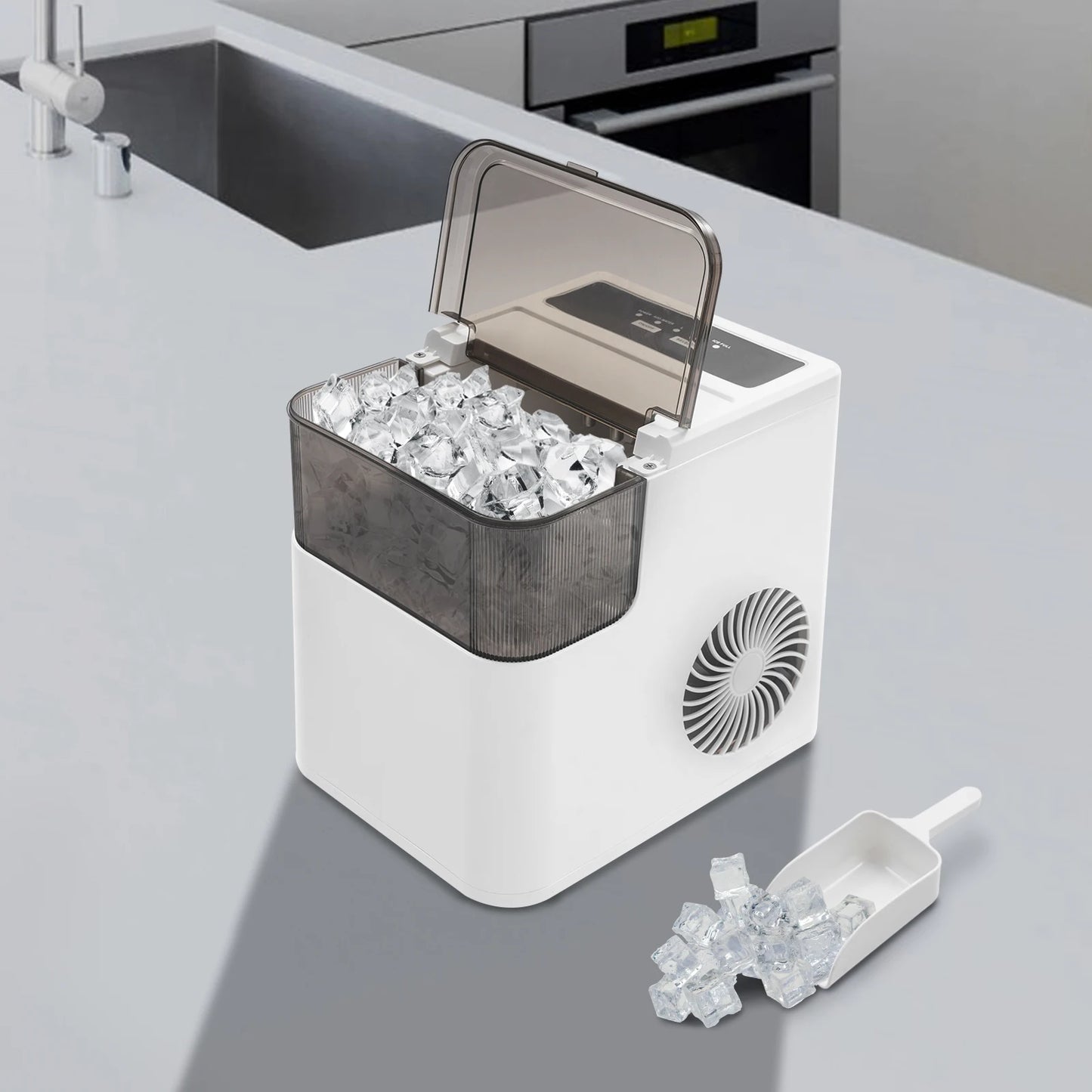 Bymaocar Countertop Ice Maker For Home Use Compact Stainless Steel