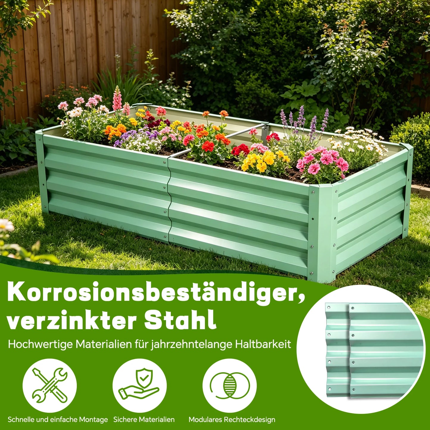 Galvanized Raised Garden Bed Planter Box For Outdoor Planting Rustproof