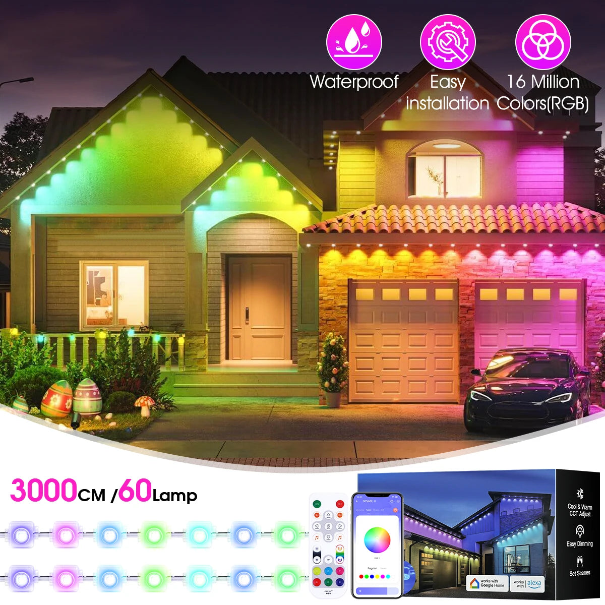 Aiopp Permanent Outdoor Lights RGBIC LED IP67 Waterproof