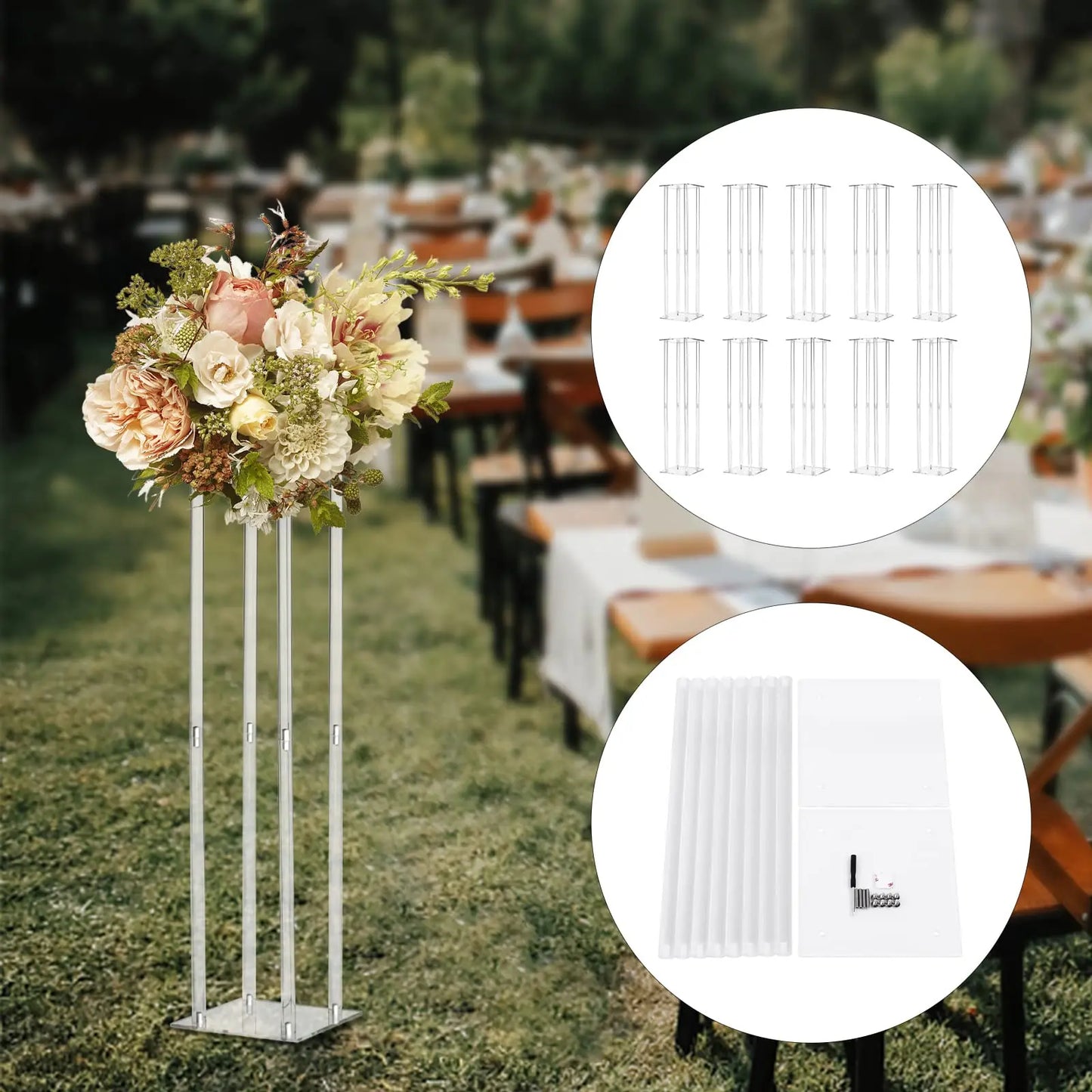 Transparent Acrylic Vase Column Stand For Elegant Wedding Centerpiece