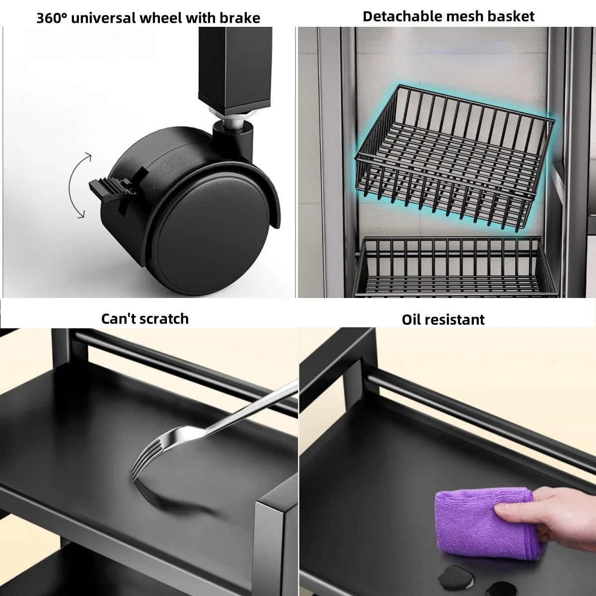 Multi-Functional Removable Cabinet Storage Rack Four-Tier Metal