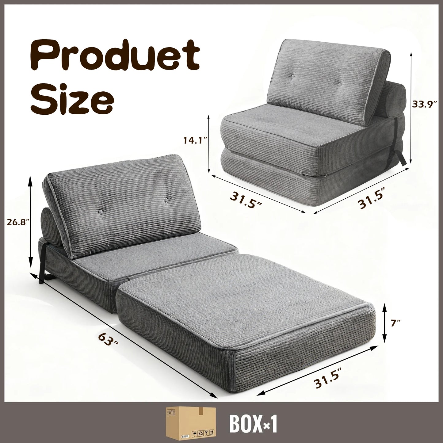 LISM Space Saving Sofa Bed With Vacuum Compression Mattress