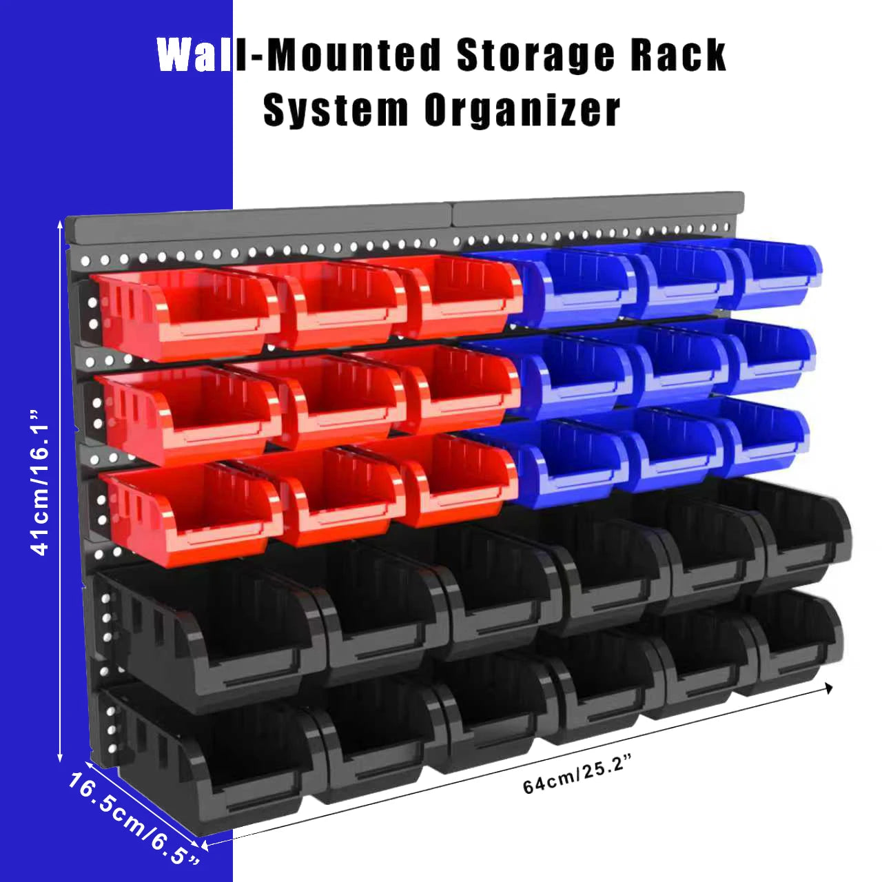 Wall Mounted Storage Bins Set Plastic Garage Tool Organizer