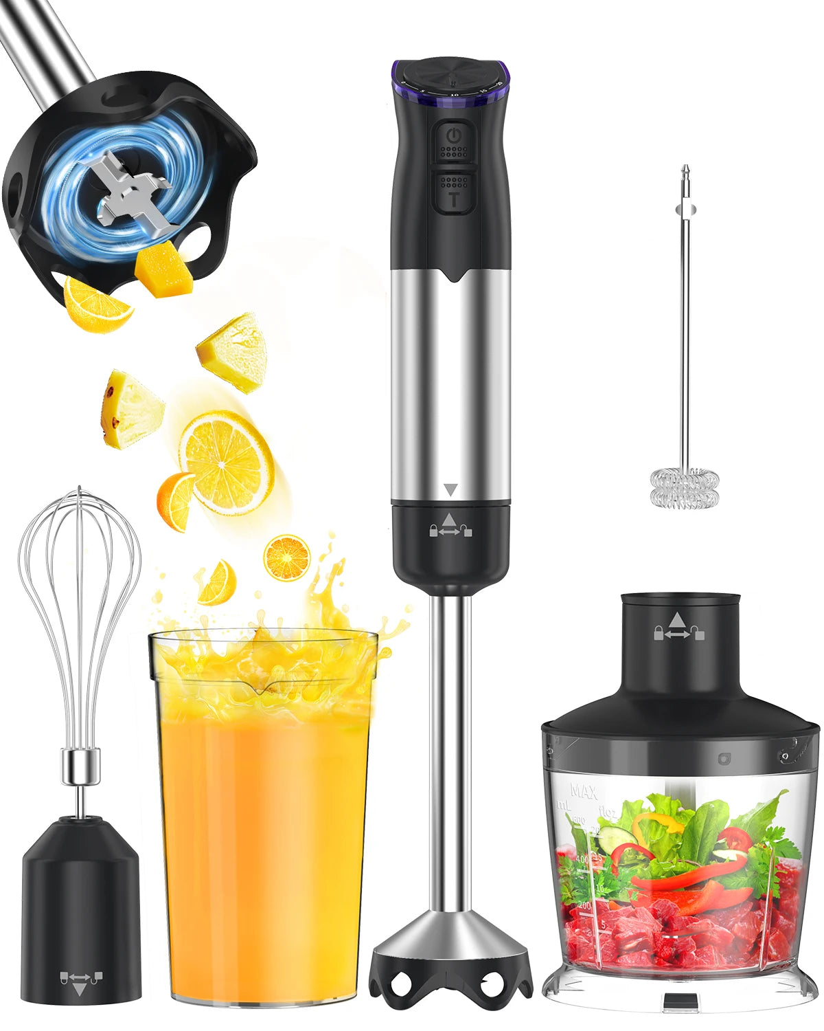 ZHIYU 1000W Immersion Hand Blender 5-In-1 Kitchen Appliance