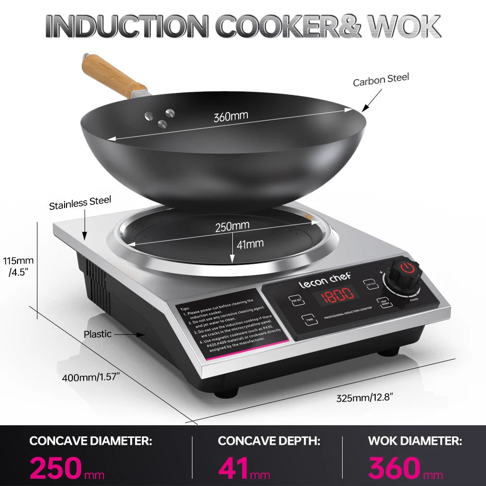 Lecon Chef Induction Cooker With Wok 1800W Electric Burner