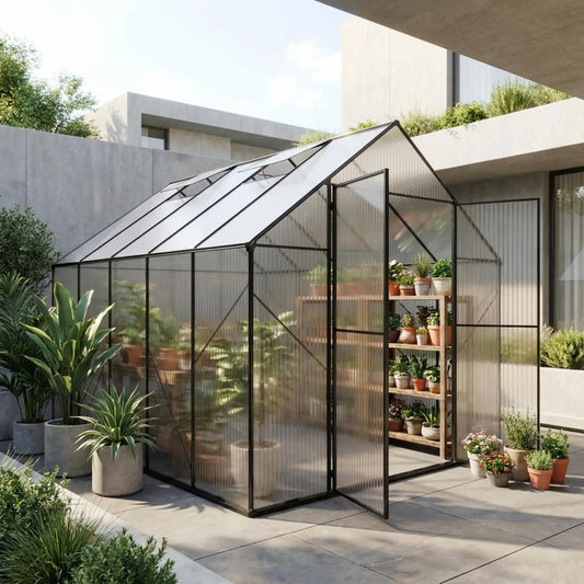 Walk-In Aluminum Frame Polycarbonate Greenhouse For Outdoor Gardens