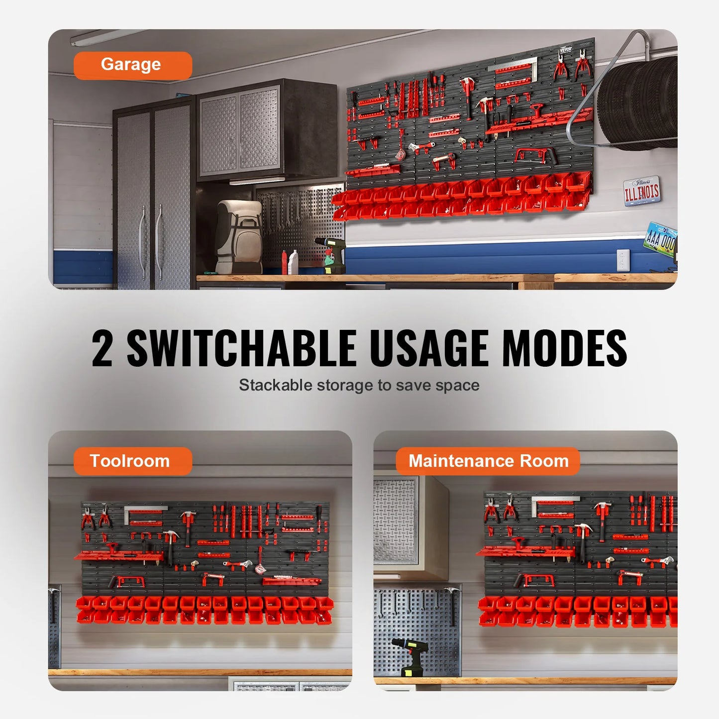 SucceBuy Wall Mounted Storage Bins Organizer For Garage Tools