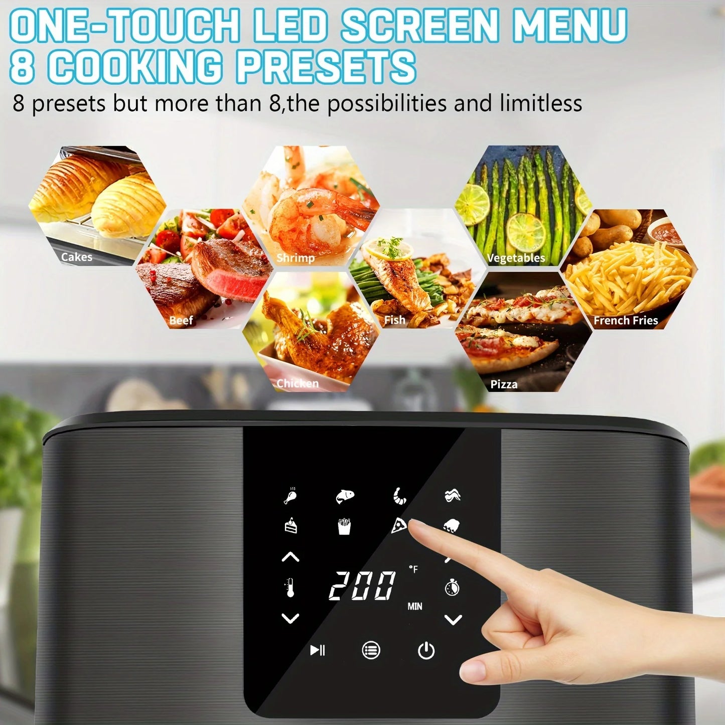 KitCook 1500W Air Fryer With Eight Presets And Digital Screen