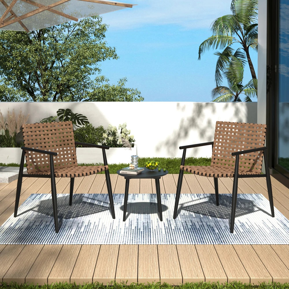 LISM PE Rattan Chat Set Two Chairs With Glass Table
