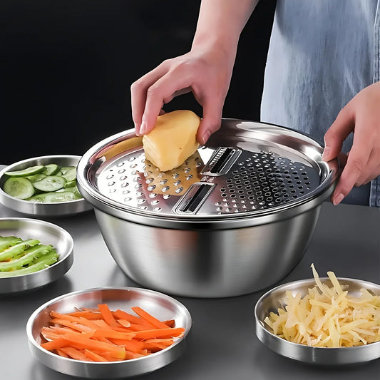 Multifunctional Vegetable Slicer Set With Drain Basket