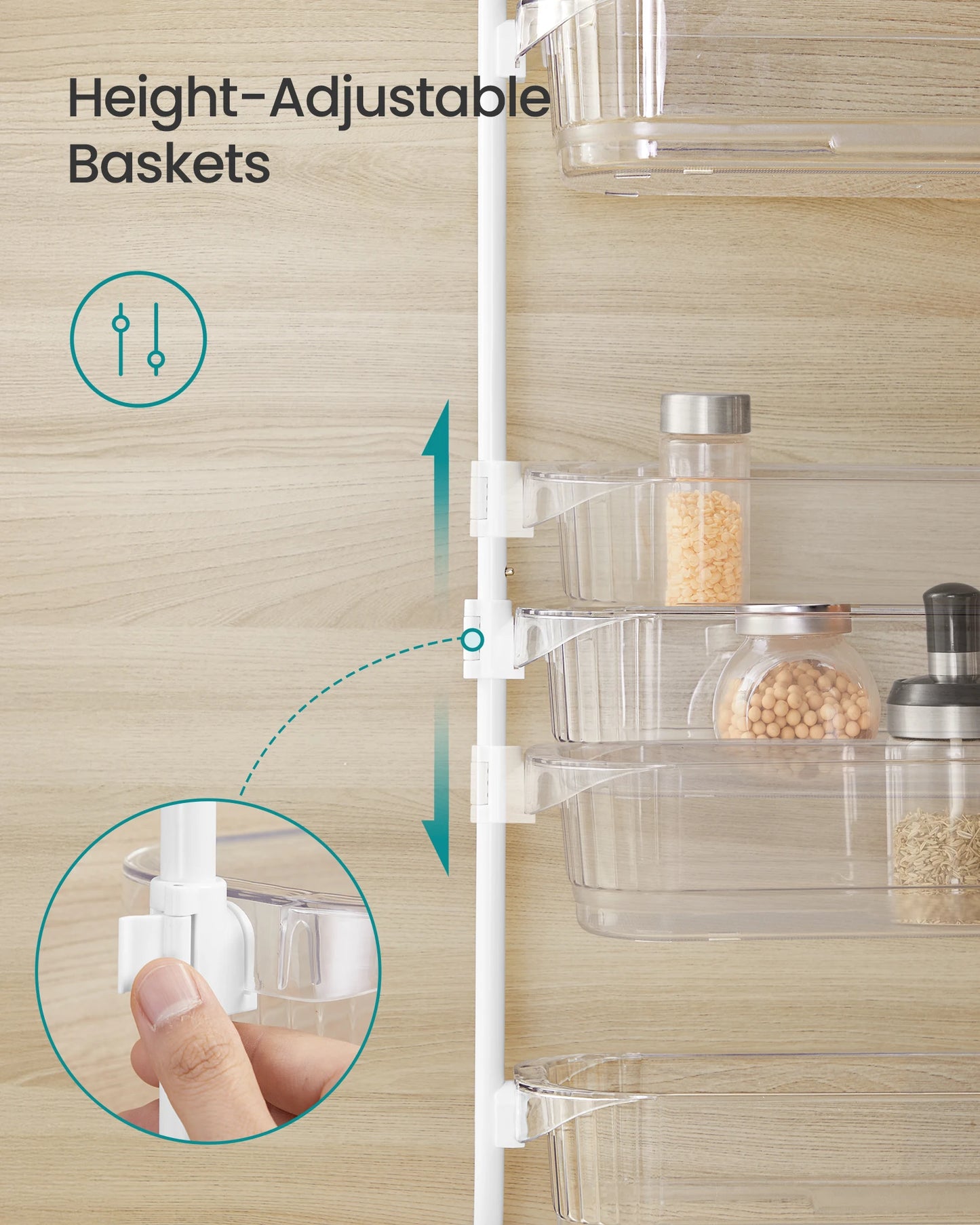 SONGMICS Over The Door Pantry Organizer With Adjustable Baskets