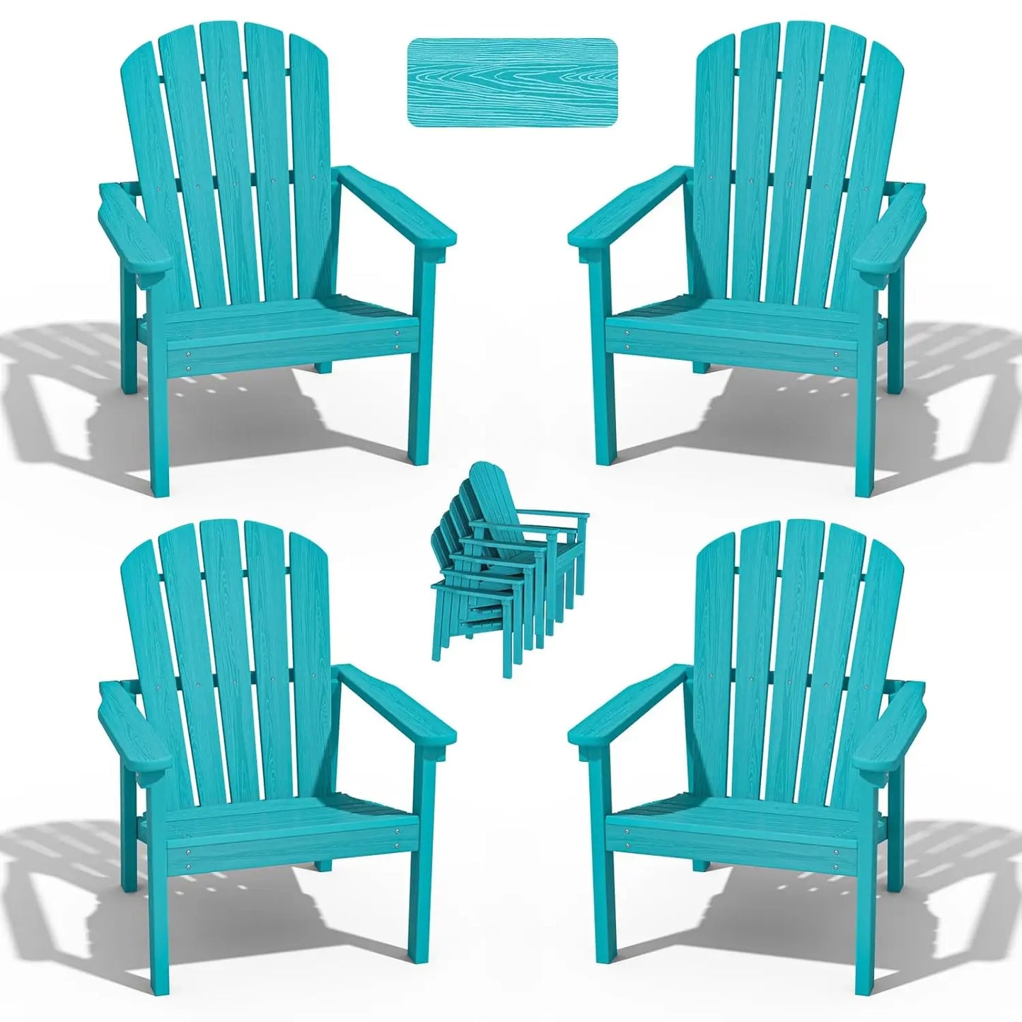 Outdoor Patio Stackable HDPE Adirondack Chairs Set of 4