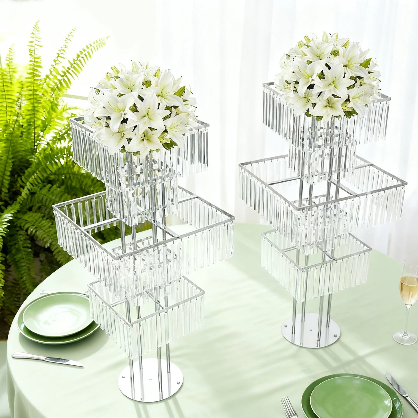 Set Of 2 5-Tier Flower Stand For Weddings Centerpieces