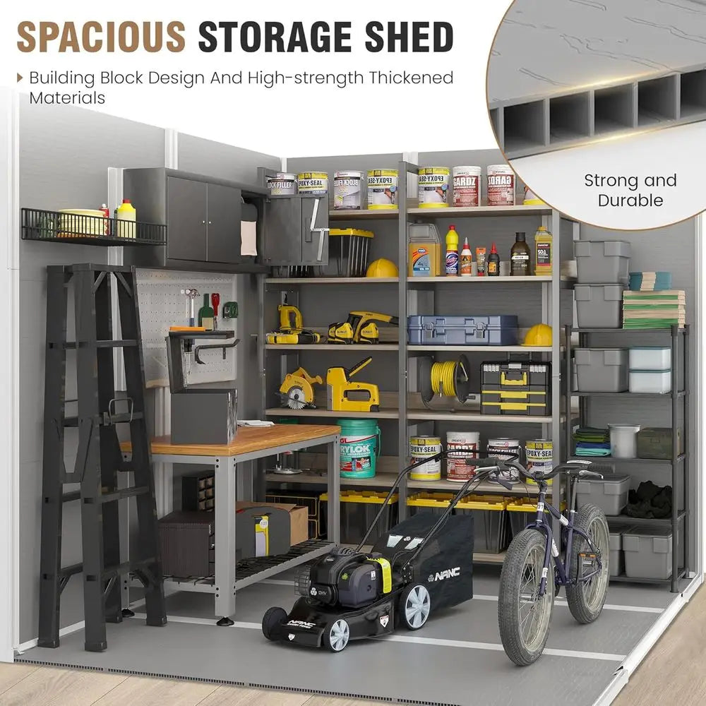 Resin Outdoor Storage Shed With Floor Lockable Door Window Vents