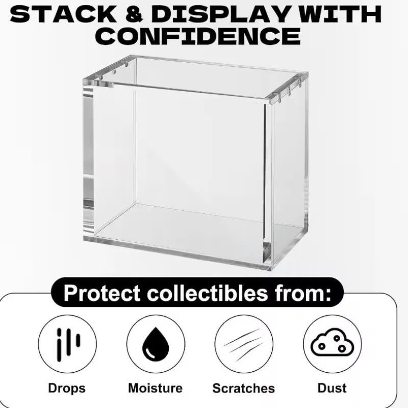 ETB Acrylic Clear Display Case With Magnetic Lid Dustproof Stackable