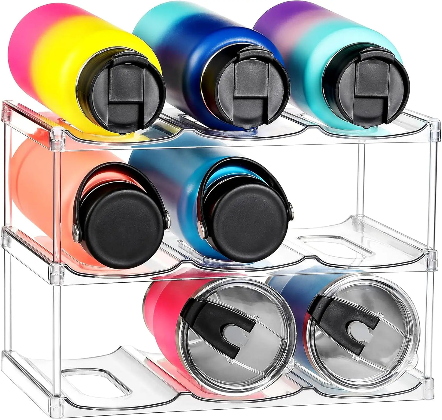 Three Tier Stackable Water Bottle Organizer Rack for Cabinet
