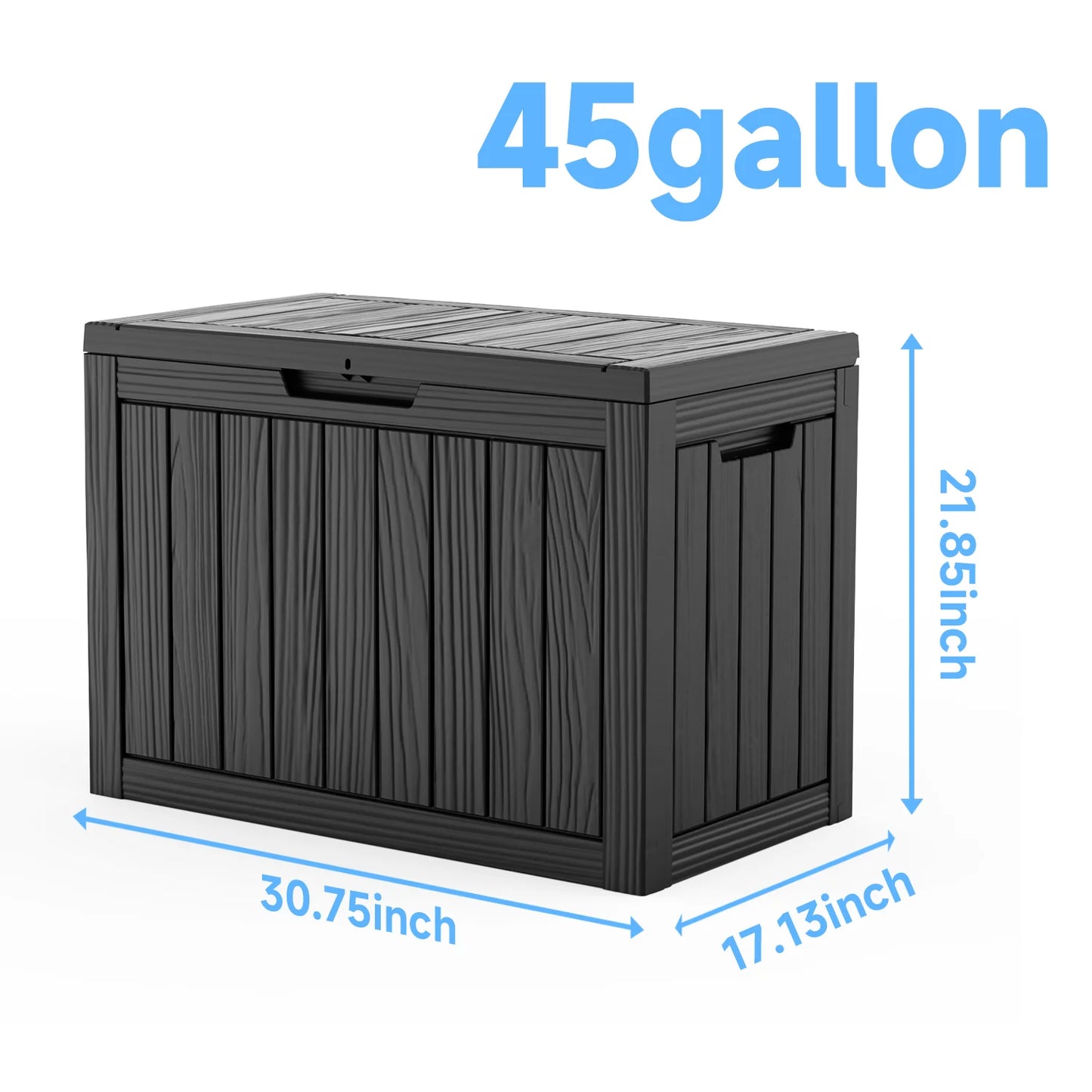 45 Gallon Waterproof Outdoor Resin Storage Box Lockable Deck Box