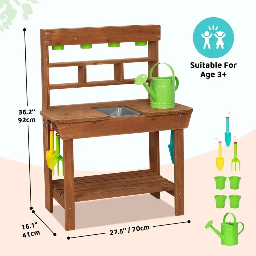Potting Bench With Removable Sink For Outdoor Gardening