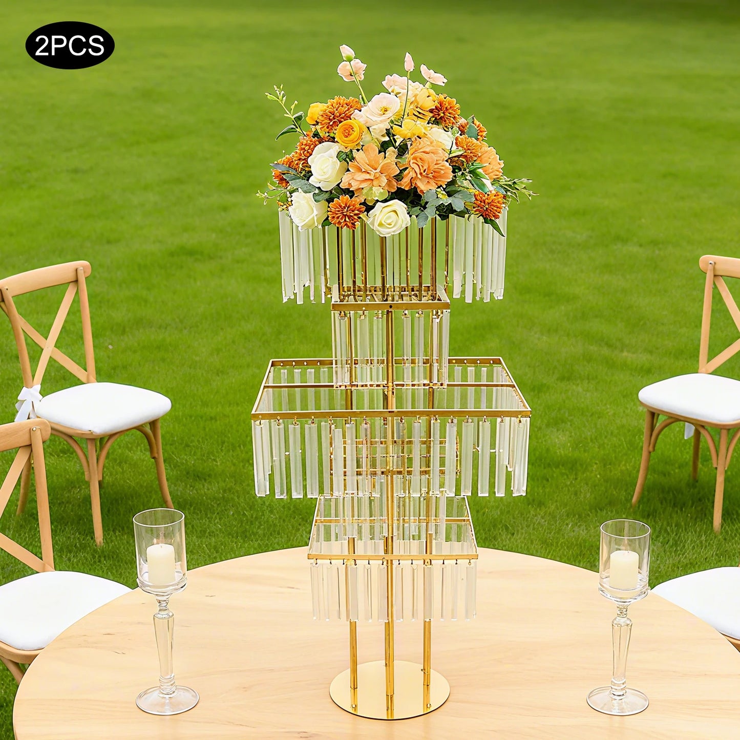 Set Of 2 5-Tier Flower Stand For Weddings Centerpieces