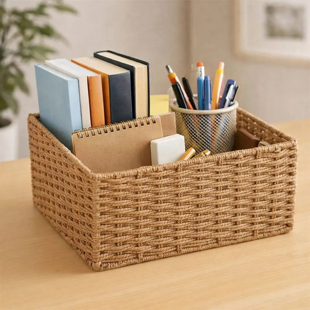 Woven Storage Basket Portable Large Capacity Organizer