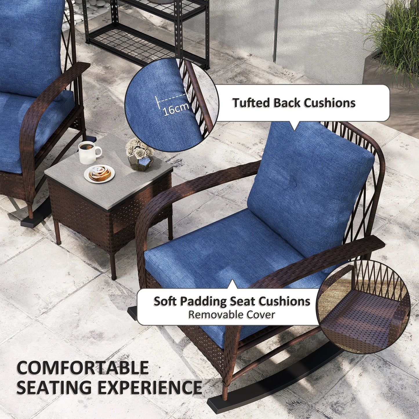 Patio Furniture Set With Rocking Chairs And Coffee Table