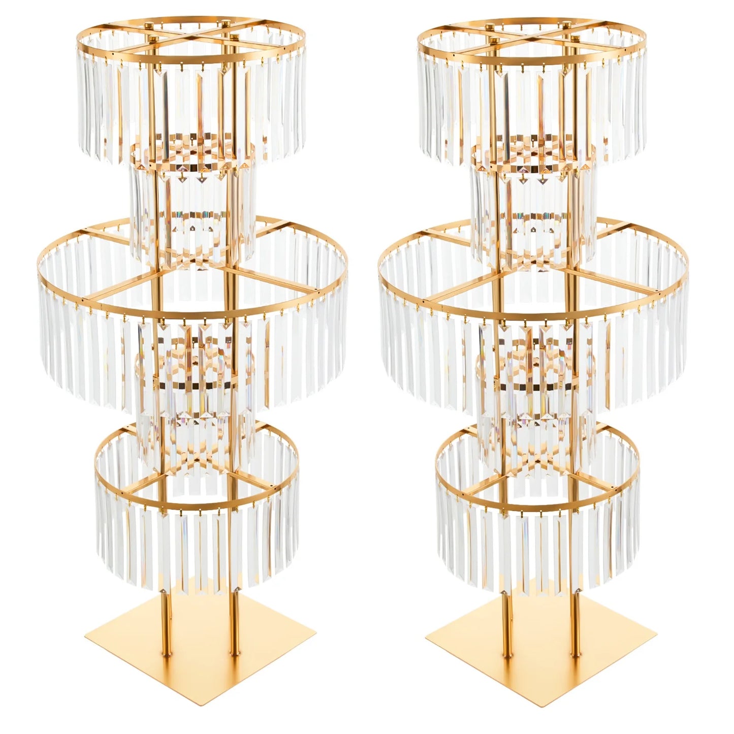 5-Tier Acrylic Crystal Flower Stand For Wedding Centerpieces Iron Frame