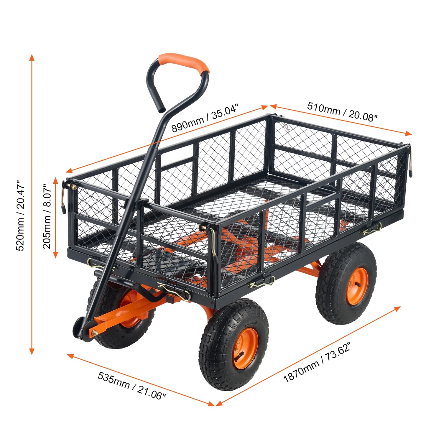 SucceBuy Garden Cart Sturdy Metal Utility Wagon 400/880 Lb Capacity