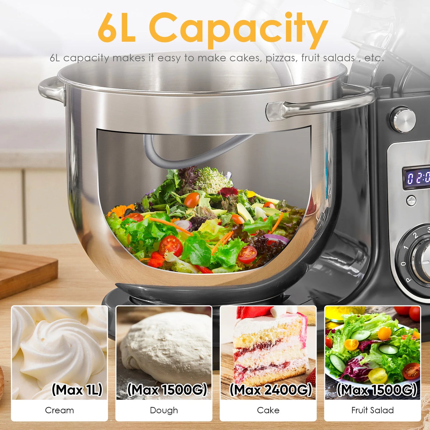 Biolomix 6 Speed Stand Mixer With Blender And Accessory Kit