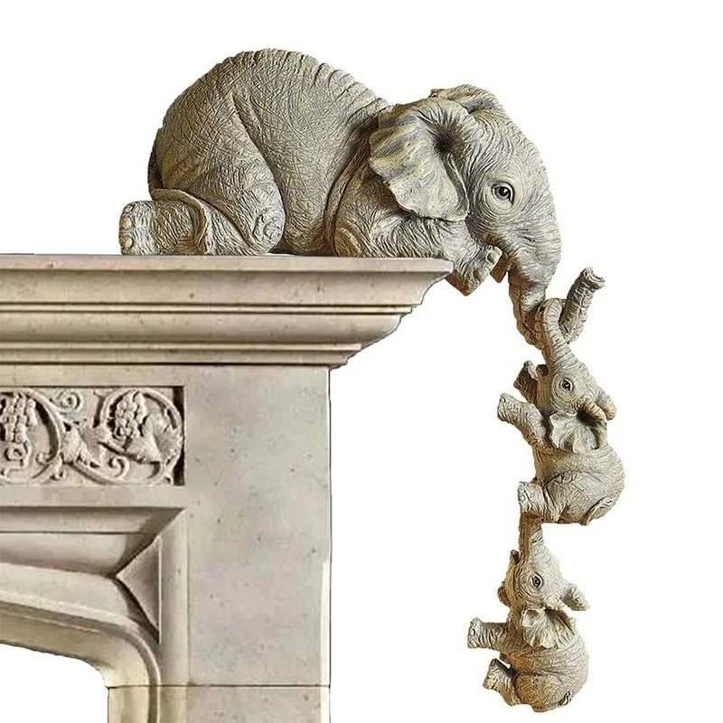 Three Piece Cute Elephant Figurines Resin Home Decor Gift Set