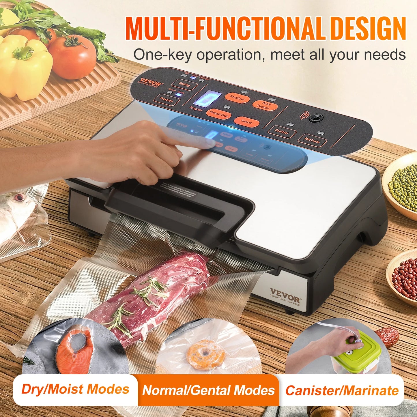 SucceBuy 90Kpa 130W Vacuum Sealer With Free 10pcs Vacuum Bags